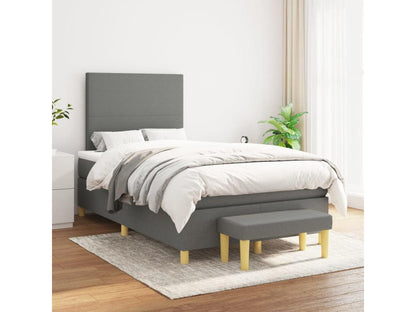 Upholstered bed base with mattress, dark grey, 120x200cm, fabric, 79212NZJA