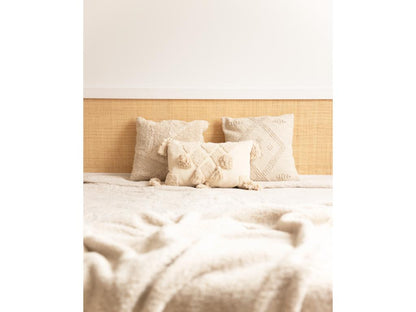 Pine wood and white raffia headboard 180x60cm - Artvivrestore RAFIA - Artvivrestore 61145FZCO