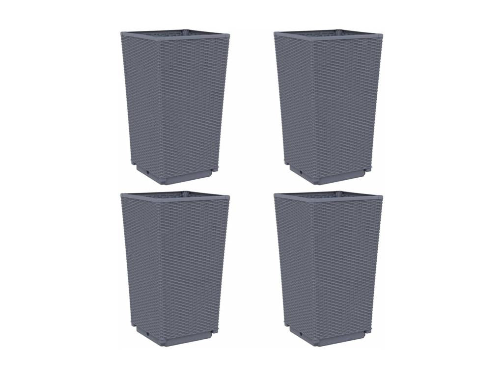 4-piece grey planters, 32.5x32.5x57 cm, polypropylene, 55302RHFF
