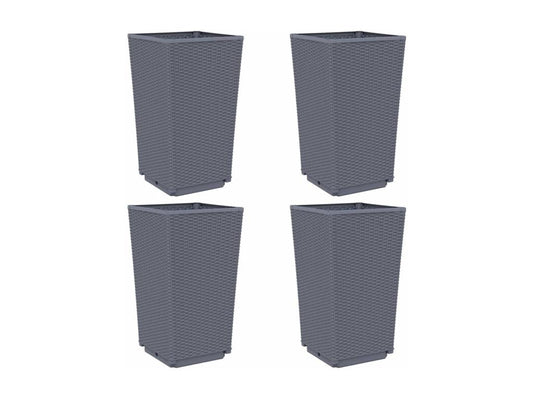 4-piece grey planters, 32.5x32.5x57 cm, polypropylene, 55302RHFF