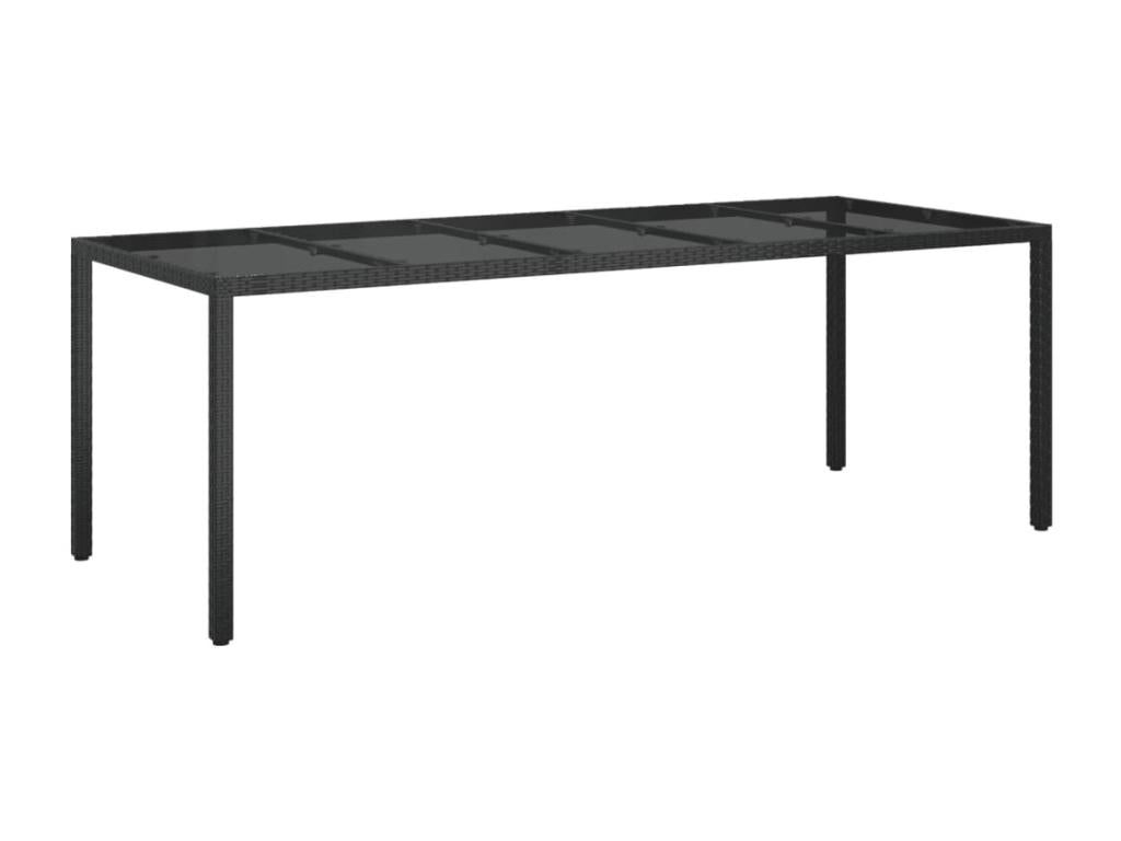 9-piece garden dining set with cushions, black rattan and glass, 31053SVMN