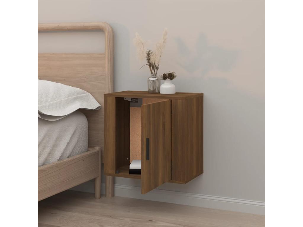 Parisianestop - Wall-mounted bedside table, brown oak, 50x30x47 cm, 86345WLTX