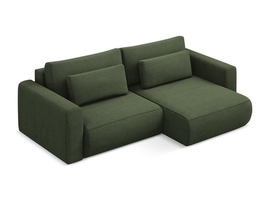 2.5-seater right-hand corner sofa bed in textured fabric - olive - Parisianestop 98146TINK