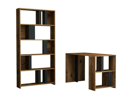 Parisianestop Desk, Multipurpose PC Desk, Work Surface 120x60x75 cm, Walnut and Anthracite, 35676GUCA