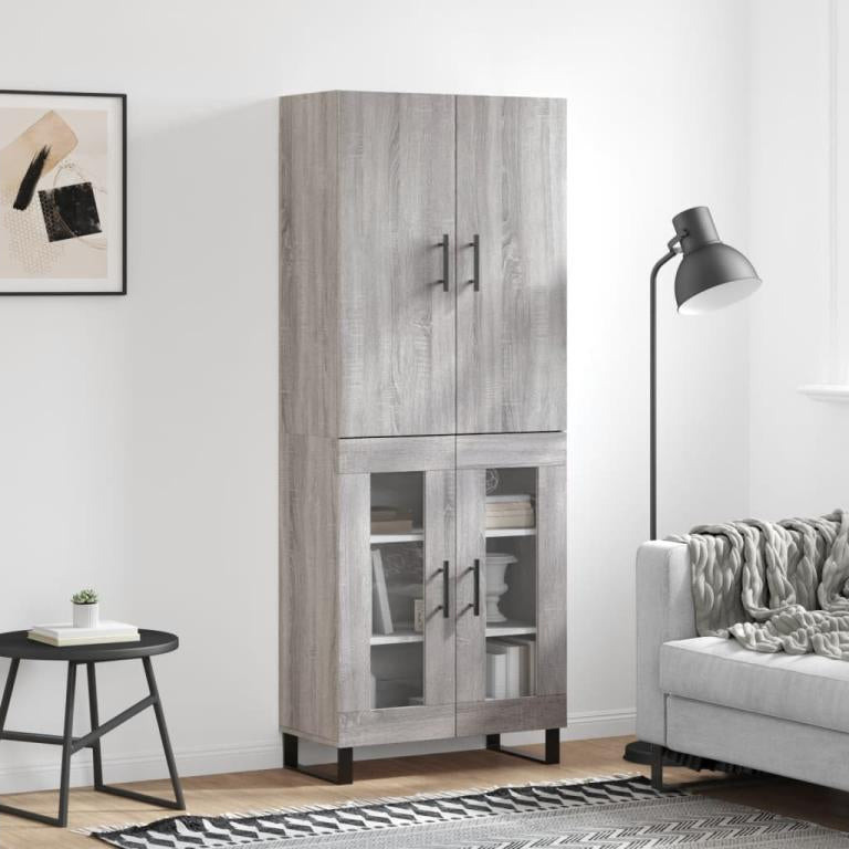 Parisianestop Highboard, Grey, 69.5x34x180 cm, Engineered Wood, 09976GHOF