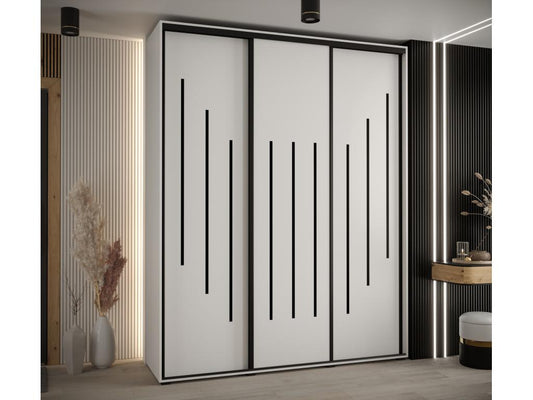 Maisonpuretop 8 Sliding Door Wardrobe 235.2/190/45 3 Doors White/White/Black 39168VIWD