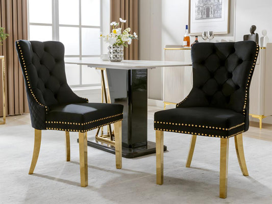 Set of 2 velvet chairs with metal legs - Black 63171HAQU
