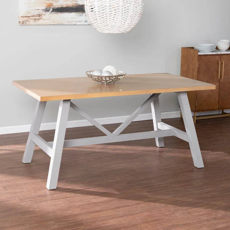 SEI Furniture Hepner Modern Farmhouse Natural/ Gray Wood Dining Table