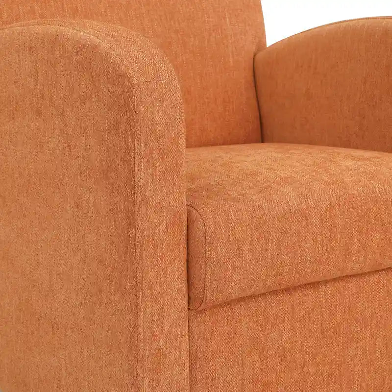 OS Home and Office Furniture Aiden Chair &amp; Ottoman Herringbone Orange with Medium Espresso Legs