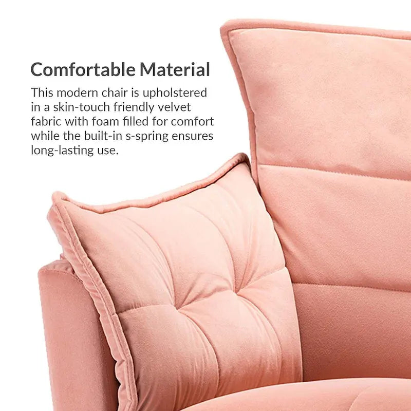 1ida Modern Velvet Tufted Accent Armchair with Gold Metal Legs Set of 2 by HULALA HOME