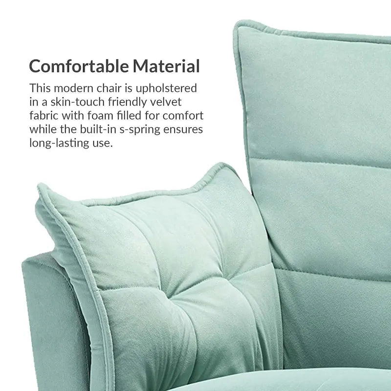 1ida Modern Velvet Tufted Accent Armchair with Gold Metal Legs Set of 2 by HULALA HOME