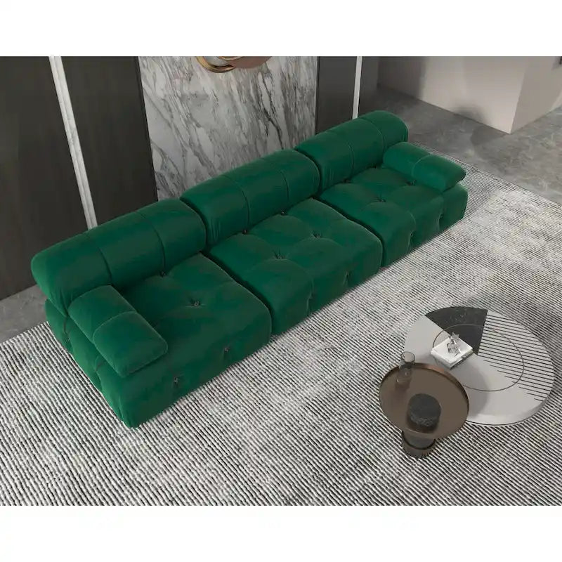 Velvet Sectional Sofa Reversible Modular Couch, Green