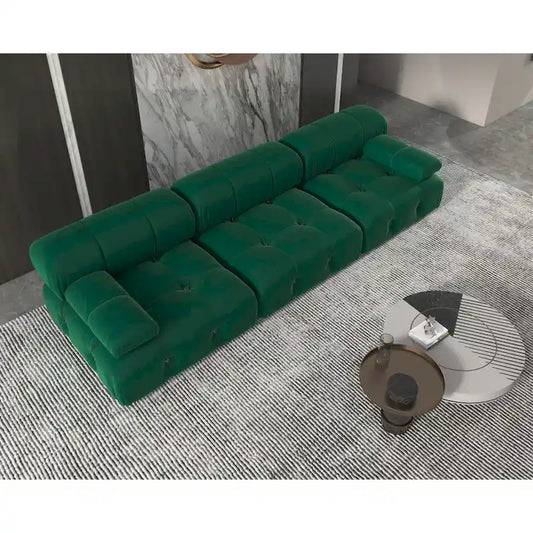 Velvet Sectional Sofa Reversible Modular Couch, Green