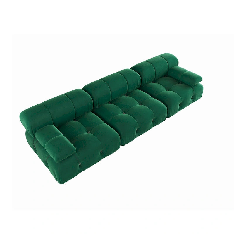 Velvet Sectional Sofa Reversible Modular Couch, Green
