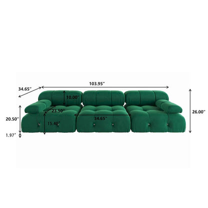 Velvet Sectional Sofa Reversible Modular Couch, Green