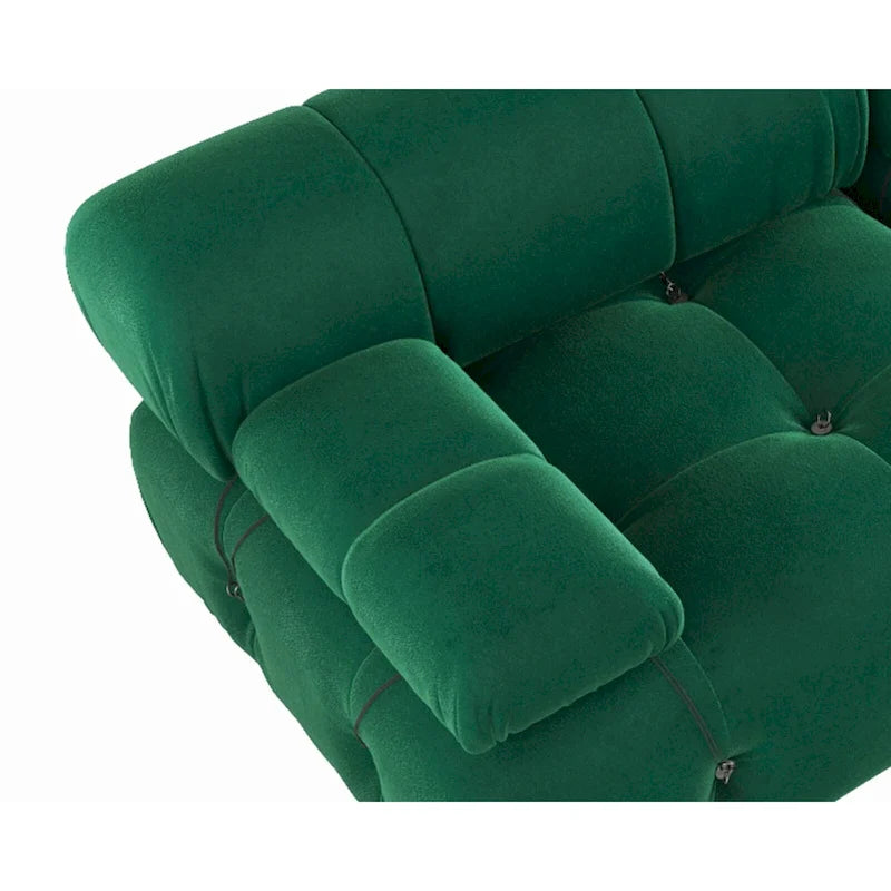 Velvet Sectional Sofa Reversible Modular Couch, Green