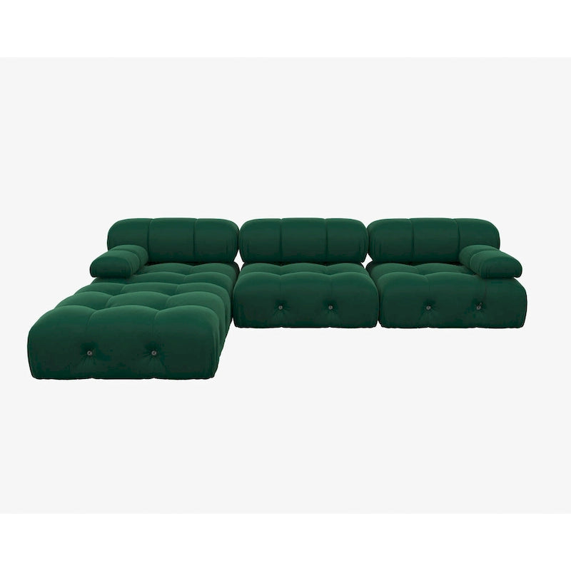 Velvet Sectional Sofa Reversible Modular Couch, Green