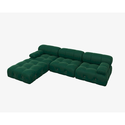 Velvet Sectional Sofa Reversible Modular Couch, Green