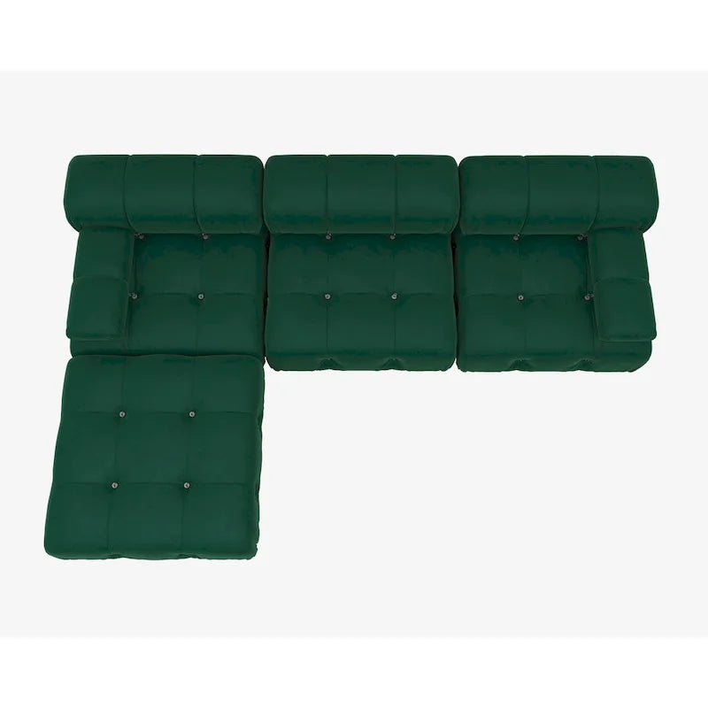Velvet Sectional Sofa Reversible Modular Couch, Green