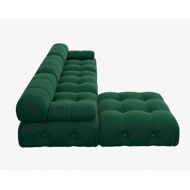 Velvet Sectional Sofa Reversible Modular Couch, Green