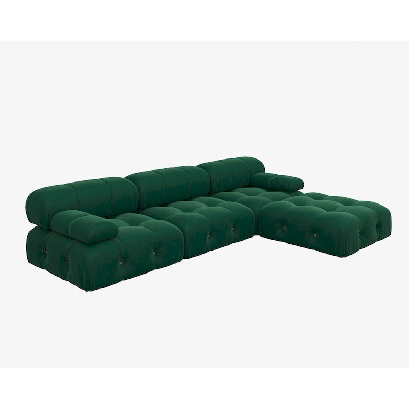 Velvet Sectional Sofa Reversible Modular Couch, Green