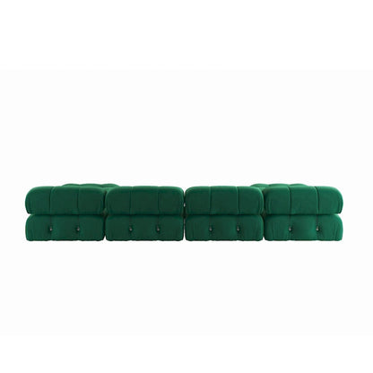 Velvet Sectional Sofa Reversible Modular Couch, Green