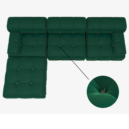 Velvet Sectional Sofa Reversible Modular Couch, Green