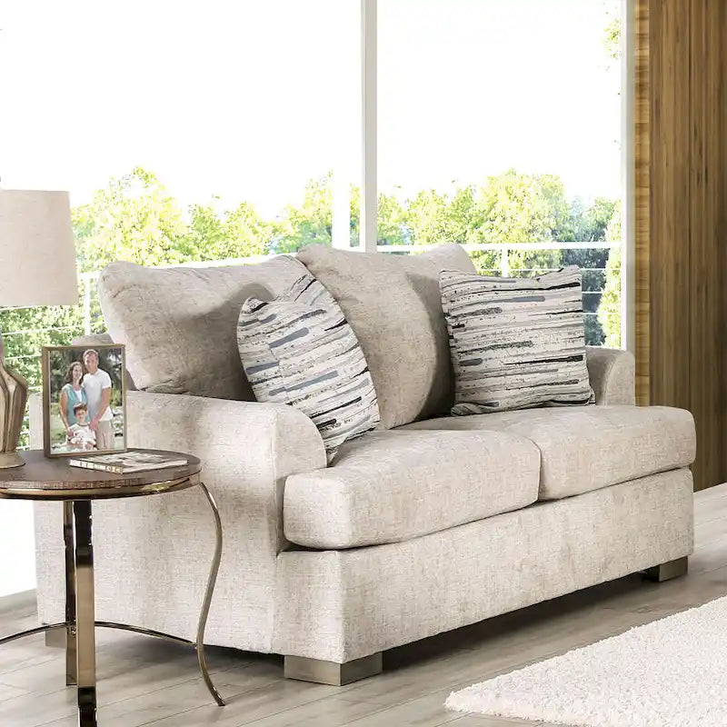 Nort Transitional Fabric Upholstered Flared Arms 2-Piece Sofa Set by Furniture of America