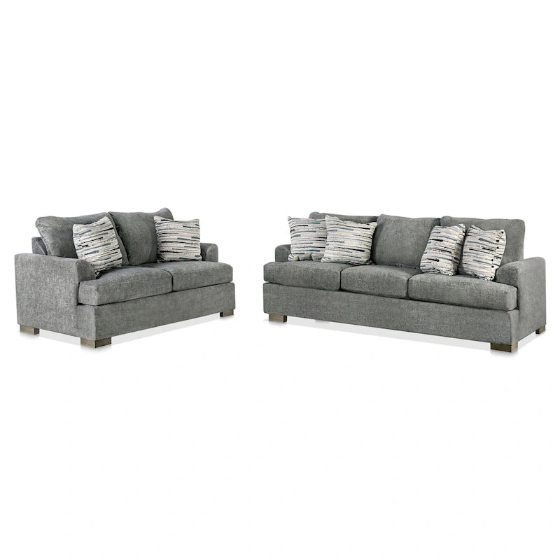 Nort Transitional Fabric Upholstered Flared Arms 2-Piece Sofa Set by Furniture of America