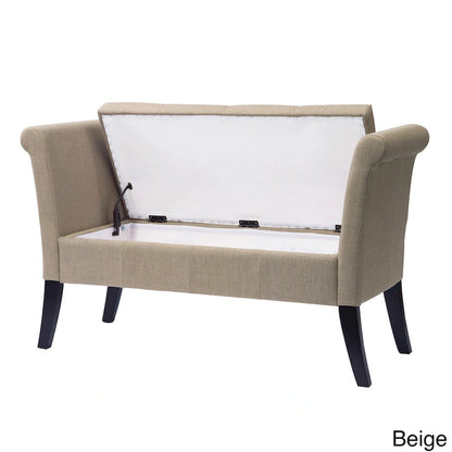 CorLiving Antonio Upholstered Storage Bench with Scrolled Arms