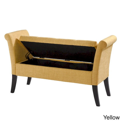 CorLiving Antonio Upholstered Storage Bench with Scrolled Arms
