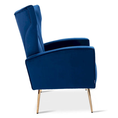 Velvet Accent Chair, Wingback Arm Chair with Gold Legs, Upholstered Single Sofa for Living Room Bedroom