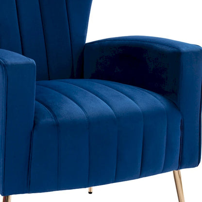 Velvet Accent Chair, Wingback Arm Chair with Gold Legs, Upholstered Single Sofa for Living Room Bedroom