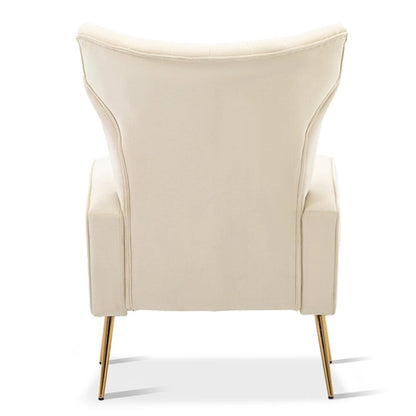 Velvet Accent Chair, Wingback Arm Chair with Gold Legs, Upholstered Single Sofa for Living Room Bedroom