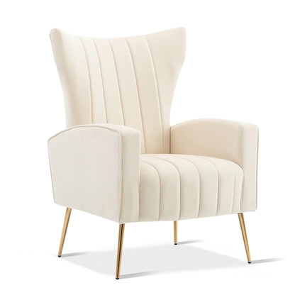 Velvet Accent Chair, Wingback Arm Chair with Gold Legs, Upholstered Single Sofa for Living Room Bedroom