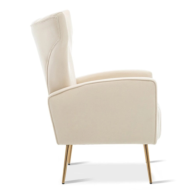 Velvet Accent Chair, Wingback Arm Chair with Gold Legs, Upholstered Single Sofa for Living Room Bedroom