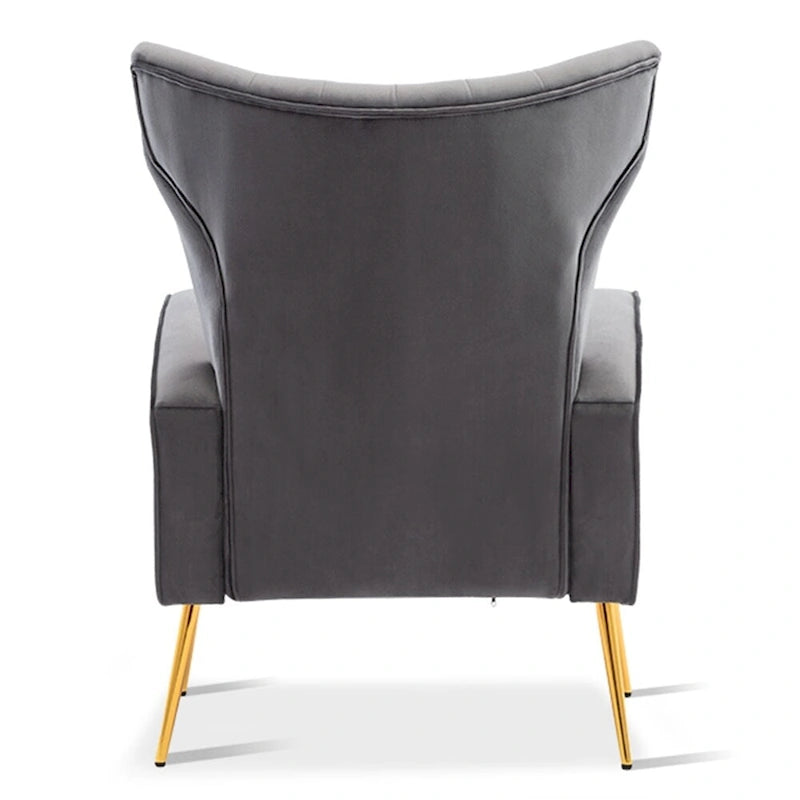 Velvet Accent Chair, Wingback Arm Chair with Gold Legs, Upholstered Single Sofa for Living Room Bedroom