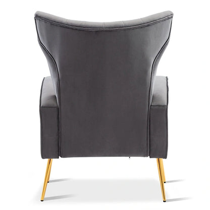 Velvet Accent Chair, Wingback Arm Chair with Gold Legs, Upholstered Single Sofa for Living Room Bedroom