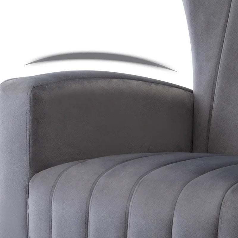 Velvet Accent Chair, Wingback Arm Chair with Gold Legs, Upholstered Single Sofa for Living Room Bedroom