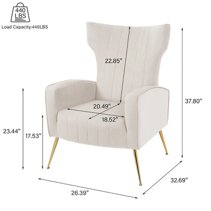 2 Set Velvet Accent Chair Upholstered Living Room Arm Chair