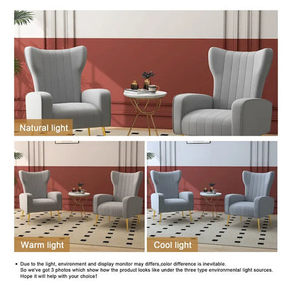 2 Set Velvet Accent Chair Upholstered Living Room Arm Chair