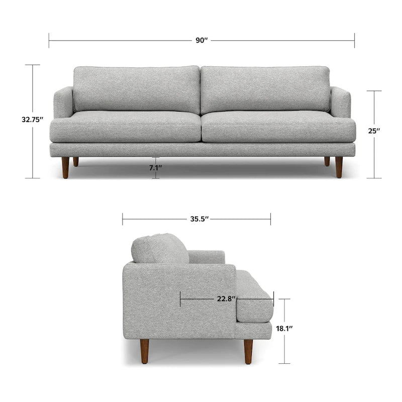 WYNDENHALL Chloris 90 inch Wide Mid-Century Modern Sofa
