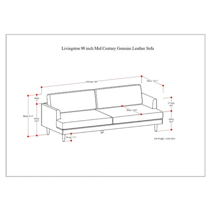 WYNDENHALL Chloris 90 inch Wide Mid-Century Modern Sofa