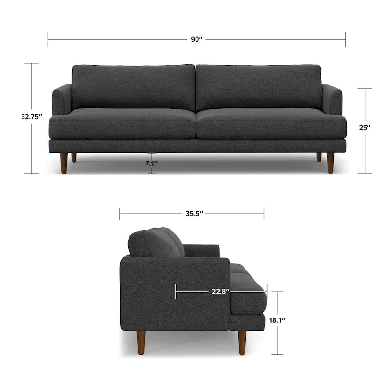 WYNDENHALL Chloris 90 inch Wide Mid-Century Modern Sofa