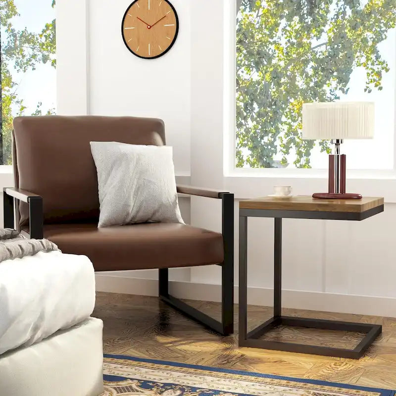 Eureka Modern Vintage Upholstered PU Leather Armchair, Mid Century Accent Chairs with Steel Frame, Leisure Chairs