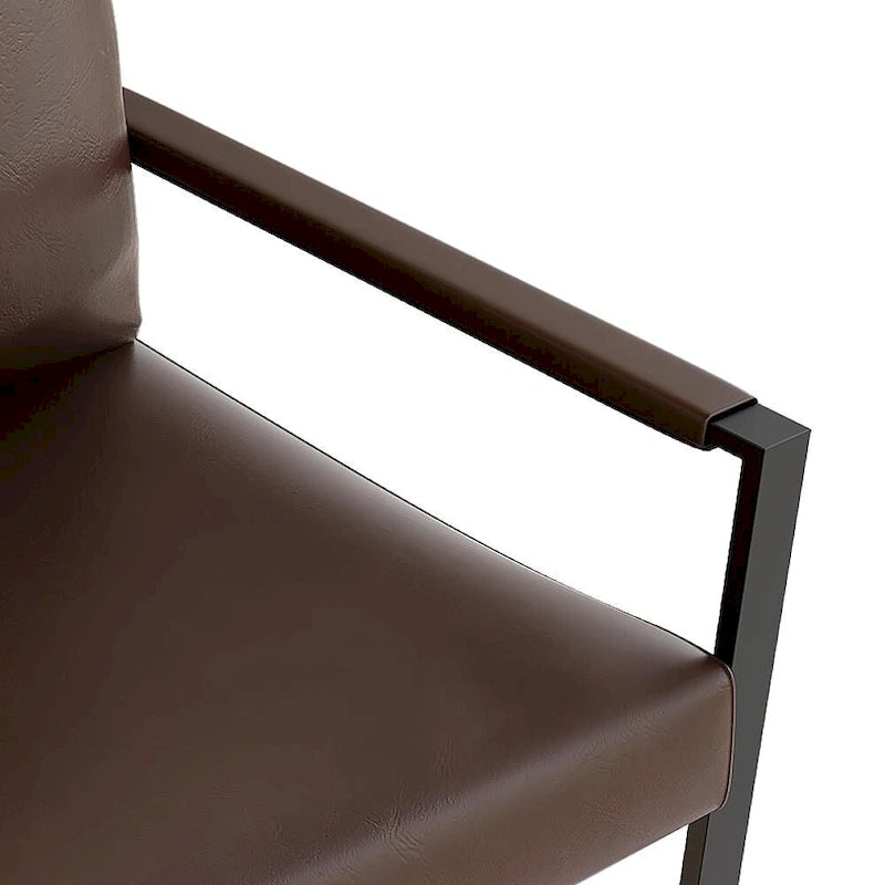 Eureka Modern Vintage Upholstered PU Leather Armchair, Mid Century Accent Chairs with Steel Frame, Leisure Chairs