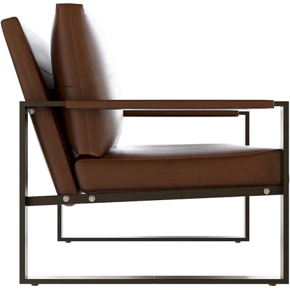 Eureka Modern Vintage Upholstered PU Leather Armchair, Mid Century Accent Chairs with Steel Frame, Leisure Chairs