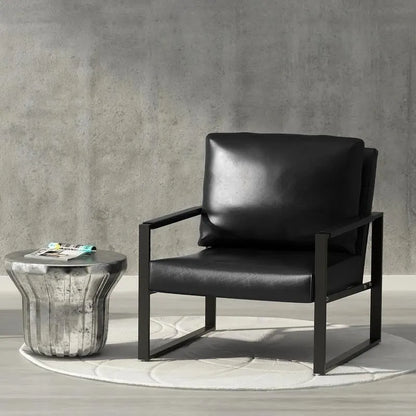 Eureka Modern Vintage Upholstered PU Leather Armchair, Mid Century Accent Chairs with Steel Frame, Leisure Chairs