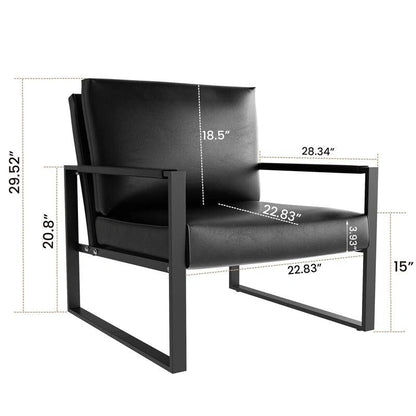 Eureka Modern Vintage Upholstered PU Leather Armchair, Mid Century Accent Chairs with Steel Frame, Leisure Chairs