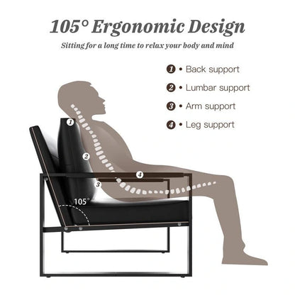 Eureka Modern Vintage Upholstered PU Leather Armchair, Mid Century Accent Chairs with Steel Frame, Leisure Chairs